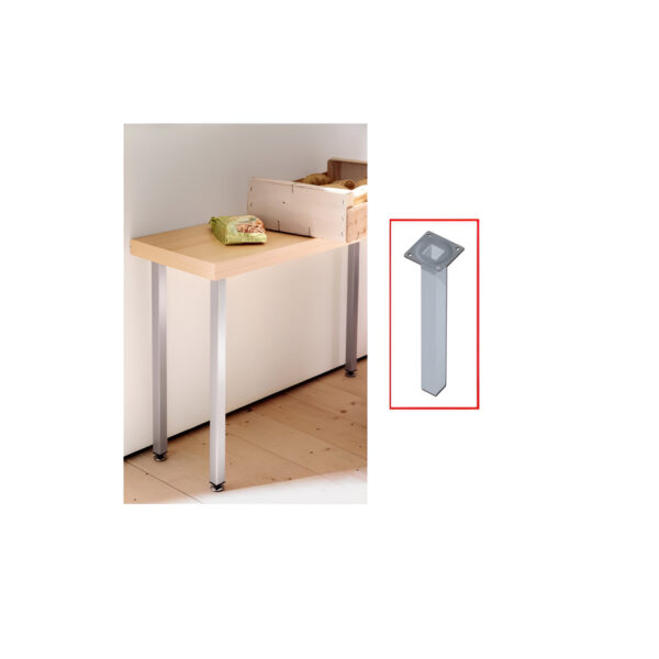 PICIOR MASA / MOBILIER PATRAT 25X25 MM H700 ARGINTIU ELEMENT SYSTEM
