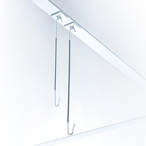 CARLIG DIN OTEL CU DUBLA PRINDERE 1200 MM PENTRU AFISE SUSPENDATE