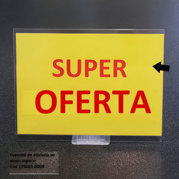 SUPORT PLASTIC PT MESAJ / SEMNALIZARE TEJGHEA / VITRINA / COS 7.4X10.5 CM