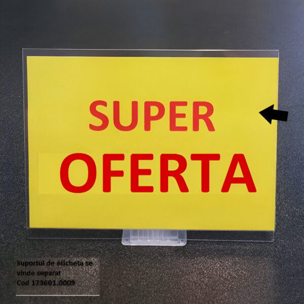 SUPORT PLASTIC PT MESAJ / SEMNALIZARE TEJGHEA / VITRINA / COS 10.5X15 CM