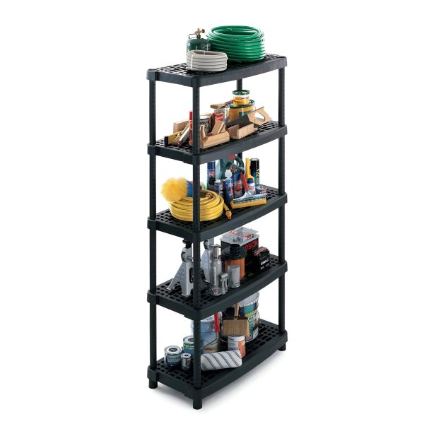 RAFT PLASTIC PVC CU 5 POLITE NEGRU 930X453X1887 MM, AJUSTABIL PE INALTIME