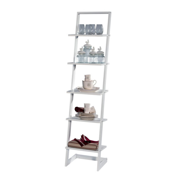 STAND TIP SCARA 40X33X175 CM 5 NIVELURI LEMN ALB, DISPLAY PENTRU PROMO
