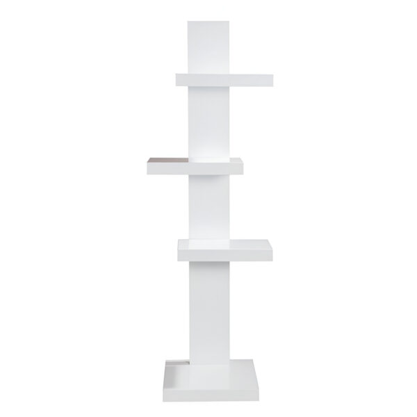 STAND 130X43X32 CM CU 4 NIVELURI LEMN ALB