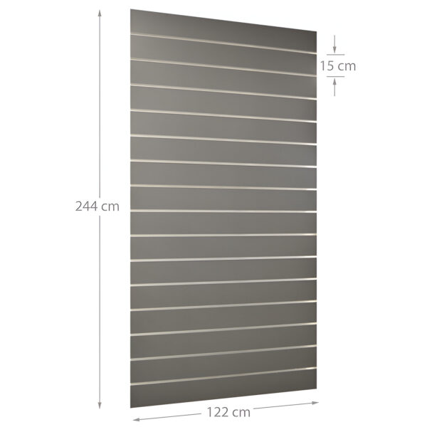 PANOU SLAT - SLATWALL GRI L122XH244 CM PAS 15 CM CU 15 PROFILE DE ALUMINIU