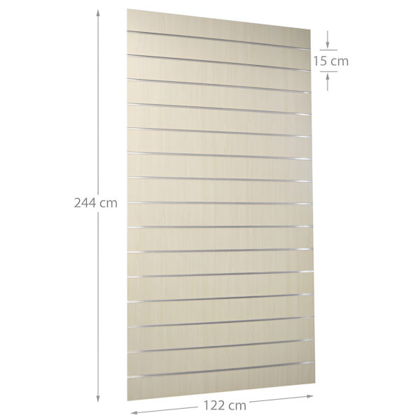 PANOU SLAT - SLATWALL CREM L122XH244 CM PAS 15 CM CU 15 PROFILE DE ALUMINIU