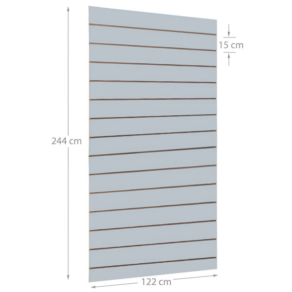 PANOU SLAT-SLATWALL GRI DESCHIS L122XH244 CM PAS 15 CM CU 15 PROFILE DE ALUMINIU