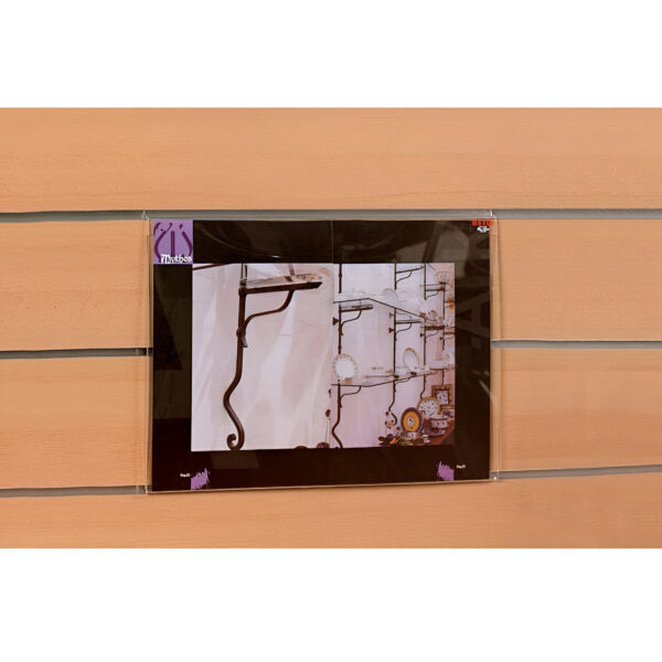 SUPORT PLEXIGLAS TRANSPARENT PENTRU AFIS FORMAT A6 VERTICAL, PT. PANOU SLAT