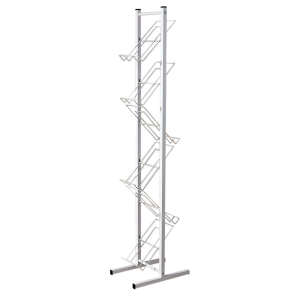 STAND PENTRU REVISTE 6X A4 POZITII ,SARMA ALB H 105 CM
