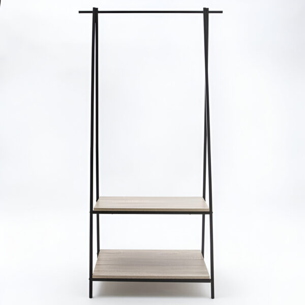 STAND METAL NEGRU CU 2 POLITE LEMN 78X44XH150 CM