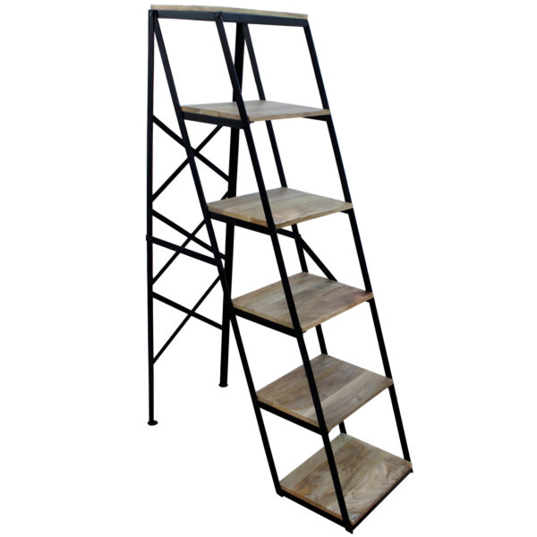 STAND METAL NEGRU CU 4 POLITE LEMN 42X96XH153 CM