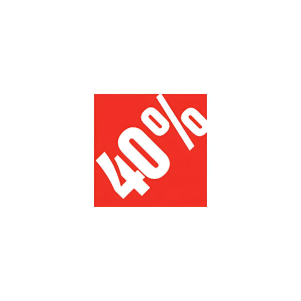 SEMN REDUCERE AUTOCOLANT CU TEXT ?-40%?, 3.3X3.3 CM, ROSU, PT. SUPRAFETE NETEDE