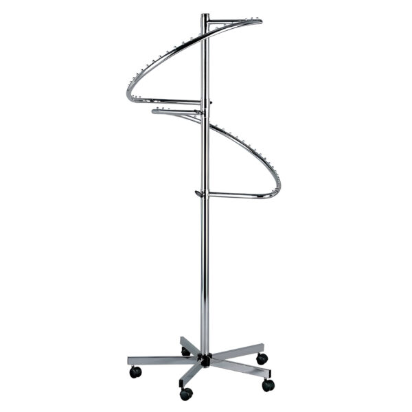 SUPORT UMERASE HAINE IN SPIRALA DUBLA 90X90X200 CM, CROMAT, CU ROTI