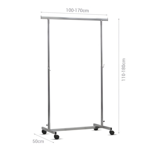 SUPORT UMERASE HAINE AJUSTABIL CU ROTI L100-170 ;H 110-180 CM, CROMAT