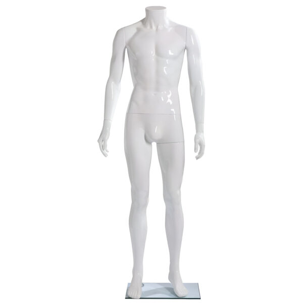 MANECHIN BARBAT H184 CM, ALB LUCIOS, PLASTIC, FARA CAP