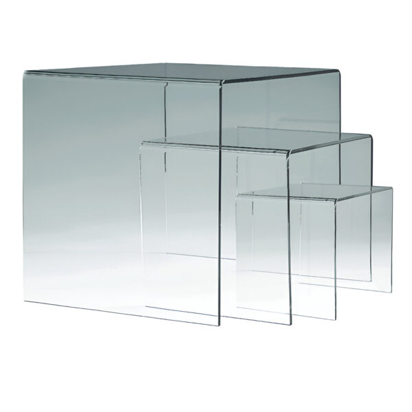 STAND PLEXIGLAS TRANSPARENT SET 3 BUCATI, PENTRU EXPUNERE PRODUSE IN VITRINE