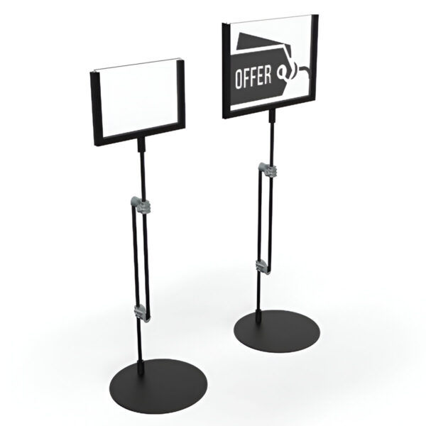 SUPORT / DISPLAY METALIC PENTRU AFIS FORMAT A5, REGLABIL 41-66 CM