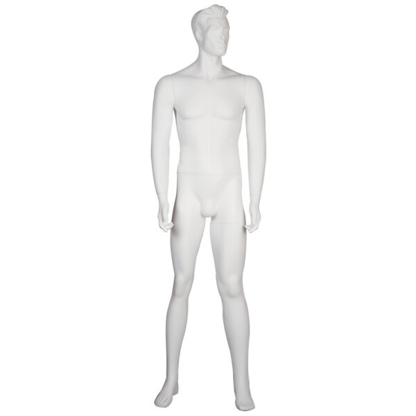 MANECHIN BARBAT H188 CM, ALB, FIBRA DE STICLA, CAP CU TRASATURI