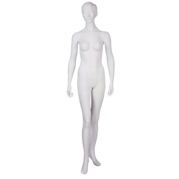 MANECHIN FEMEIE H180 CM, ALB MAT, FIBRA DE STICLA, CU CAP CU TRASATURI
