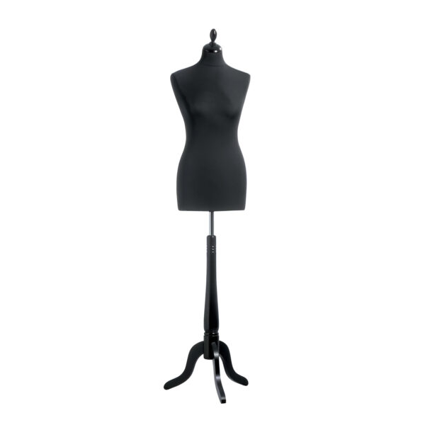 BUST CROITORIE FEMEIE, NEGRU CU SUPORT LEMN, INALTIME REGLABILA 135-170 CM