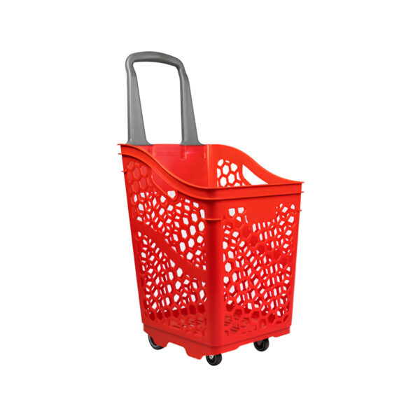 COS CUMPARATURI ROLLER CU 4 ROTI 65 LITRI ROSU