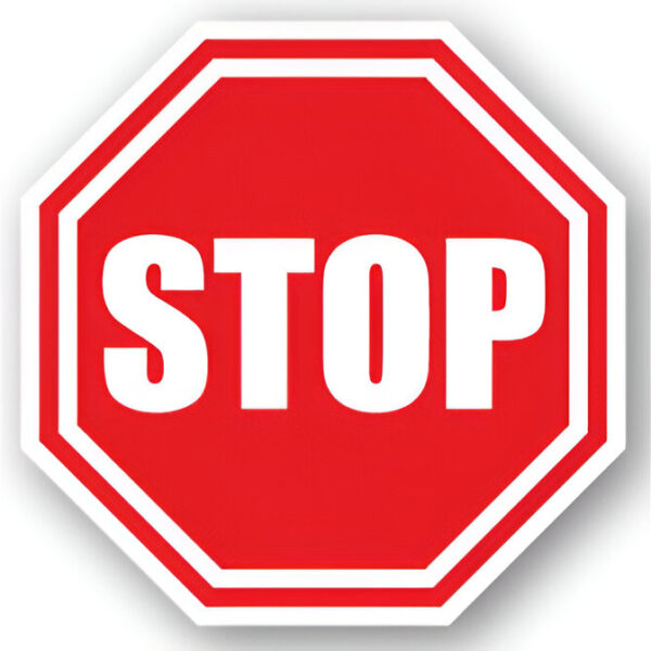 BANDA ADEZIVA PT. PARDOSEALA CU SEMN "STOP" 40.5 CM ROSU / ALB