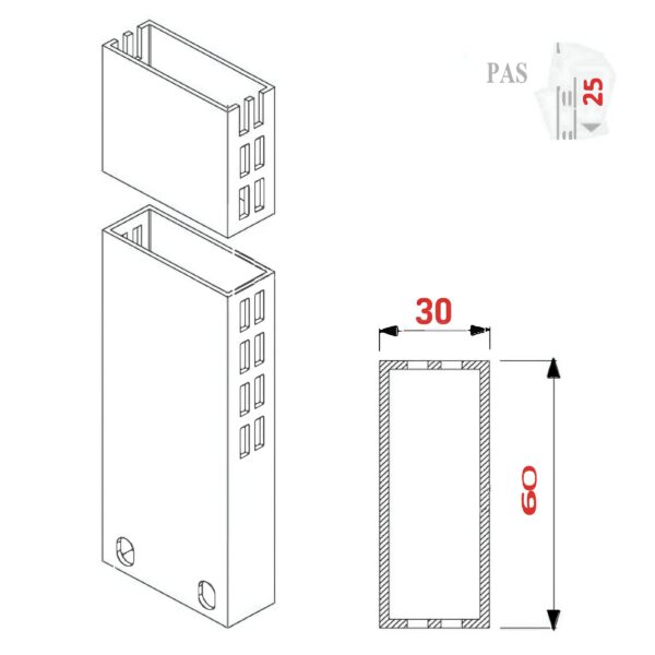 PICIOR -BAZA D500 H115 MM RAL7016 PT. COLOANA RAFT STANDARD DE MAGAZIN PAS25 MM