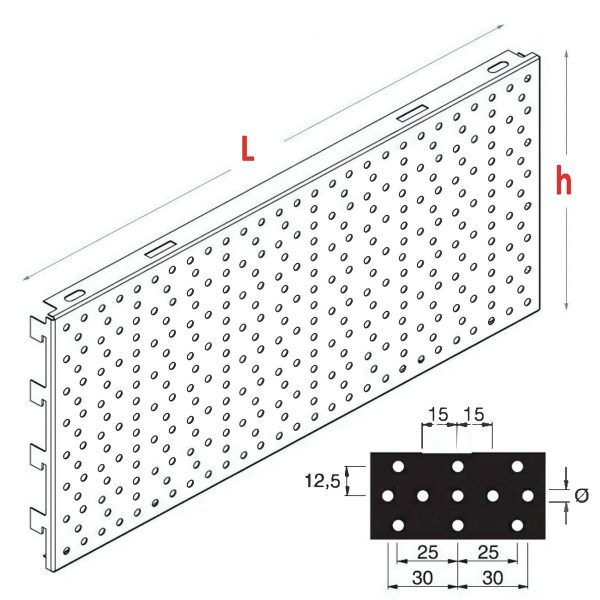 PANOU SPATE PERFORAT 1250X400 MM RL GRI 7016 PT.RAFT STANDARD MAGAZINE