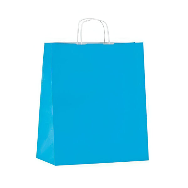 PUNGA HARTIE KRAFT MANER RASUCIT 22X10X31 CM 50 BUC TURQOISE