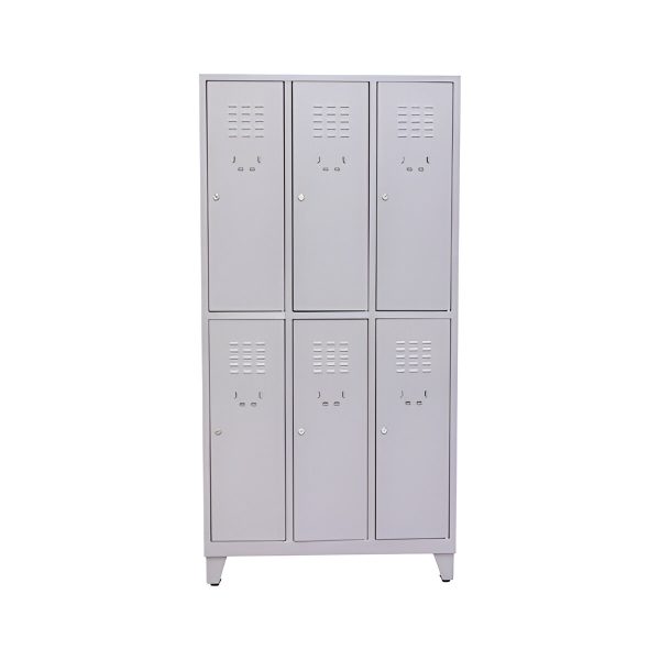 VESTIAR METALIC H1800X900X450 MM CU 3 CANATE, 6 USI GRI RAL 9006