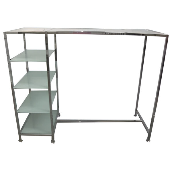 STAND METAL CROMAT 64X170X140 CM CU 5 POLITE DE STICLA