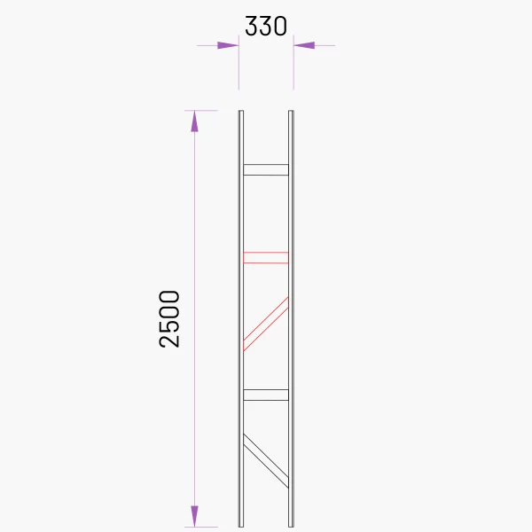 CADRU LATERAL 2500 X 320 MM PT.RAFTURI DEPOZITARE USOARA