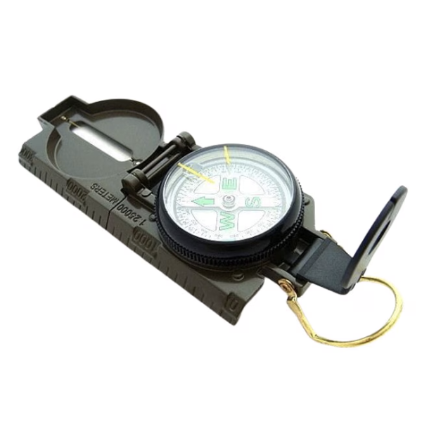 BUSOLA METALICA IDEALLSTORE, WORLD SEEKER, 17 CM, LUPA INCLUSA, VERDE