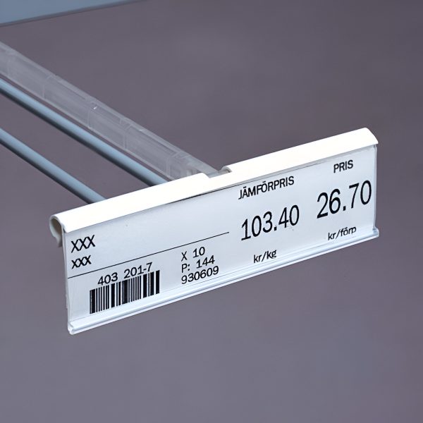 SUPORT PLASTIC ALB PT. ETICHETA DE PRET 39X65 MM