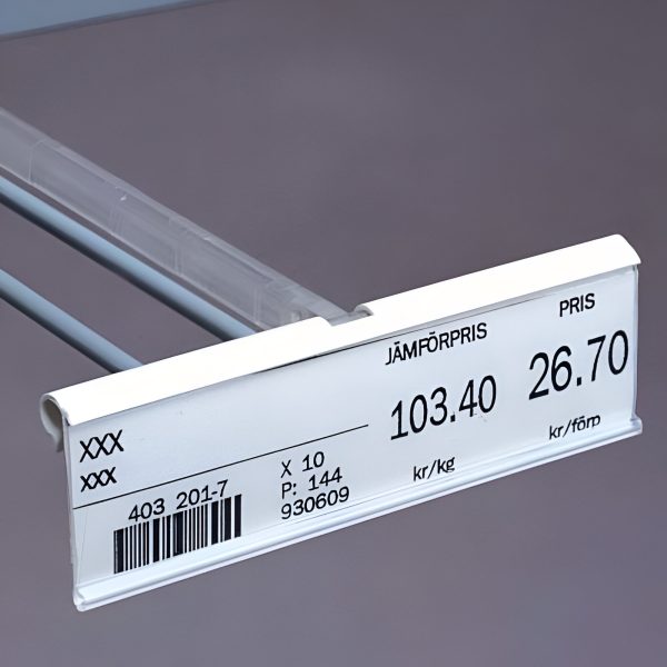 SUPORT PLASTIC ALB PT. ETICHETA DE PRET 39X90 MM