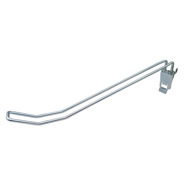 CARLIG INCLINAT DUBLU, PRINDERE CLIP F4.8 MM L30 GLV, PT. PANOU PERFORAT RL si S