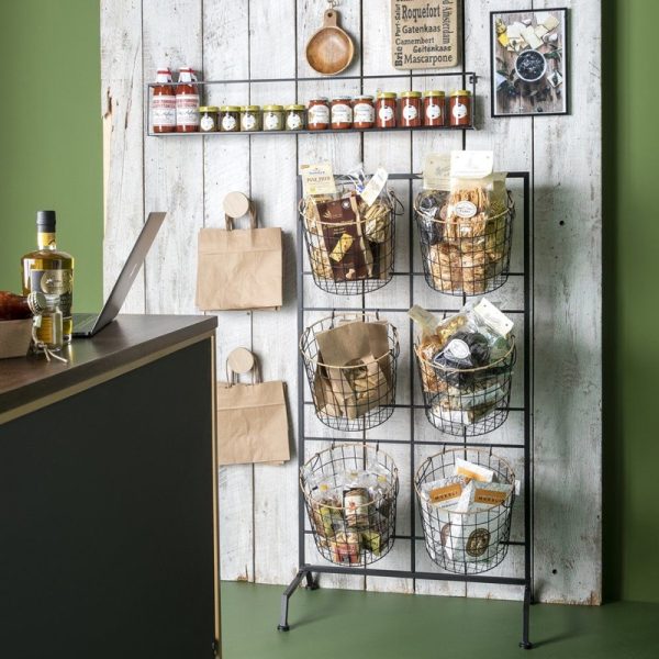 STAND PREZENTARE DIN METAL NEGRU CU 6 COSURI 67 X 40 X 125,5 CM