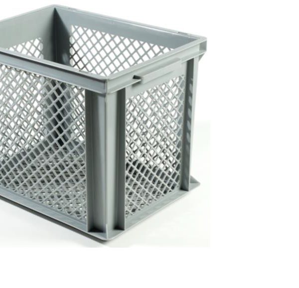 CUTIE GRI 400X300X320MM BAZA SI LATURI PERFORATE+MANERE