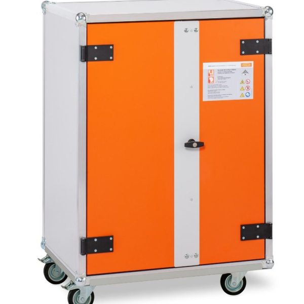 DULAP METALIC ANTIFOC PT. DEPOZITARE BATERII 80X66X115 CM CU ROTI