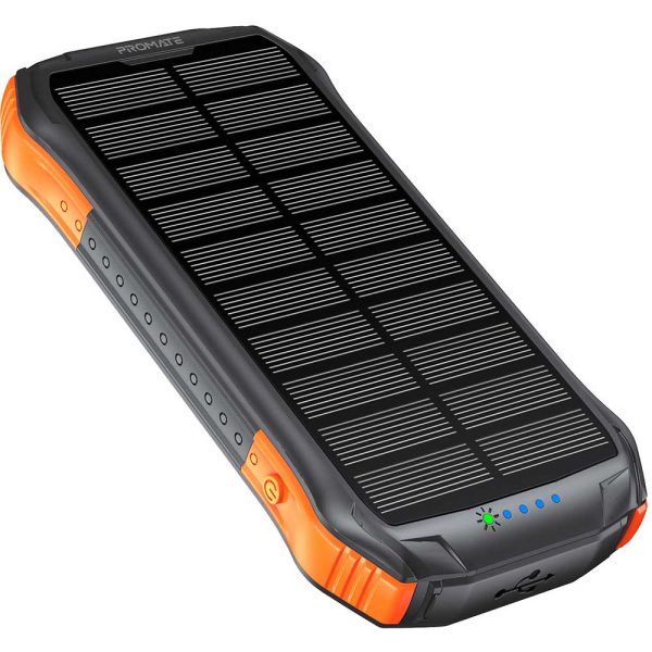 BATERIE EXTERNA SOLARA PROMATE SOLARTANK-10PDQI, 10000MAH, WIRELESS QI, NEGRU