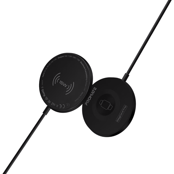 INCARCATOR WIRELESS DUAL PROMATE MAGCORD-TRIO, 15W, UNIVERSAL, QI, NEGRU