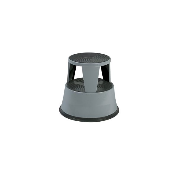 TABURET METALIC - SCARA CU 2 NIVELURI H40 CM DIAMETRU 420 MM GRI CU ROTI