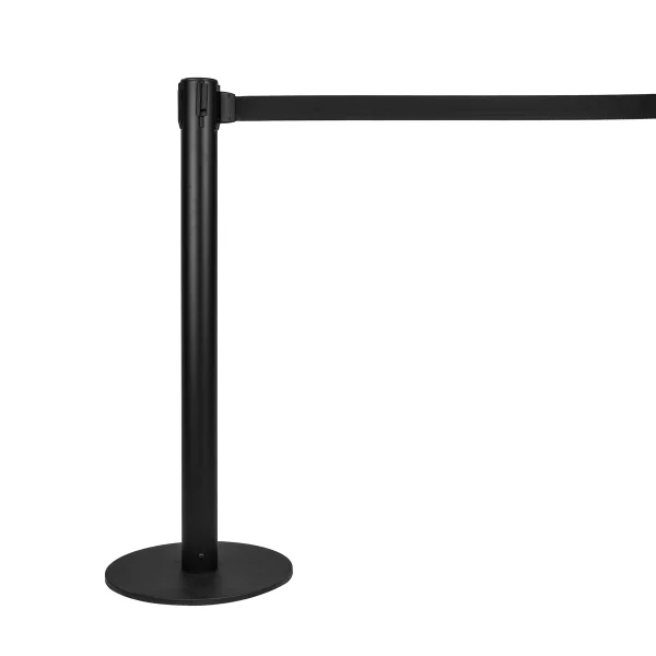 COLOANA CU BANDA DELIMITARE NEGRU H 95CM, BAZA ABS DIAMETRU 36 CM