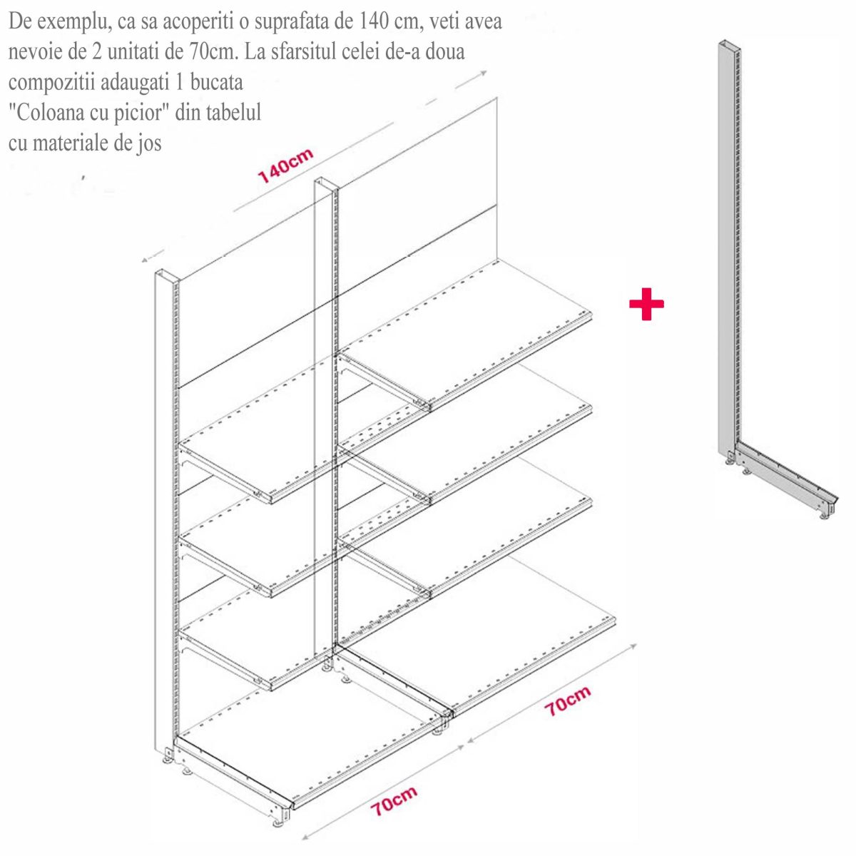 MODUL DE PERETE H241,5 L70 (1 RAFT L50+5 RAFT L40) 7016 - imagine 5