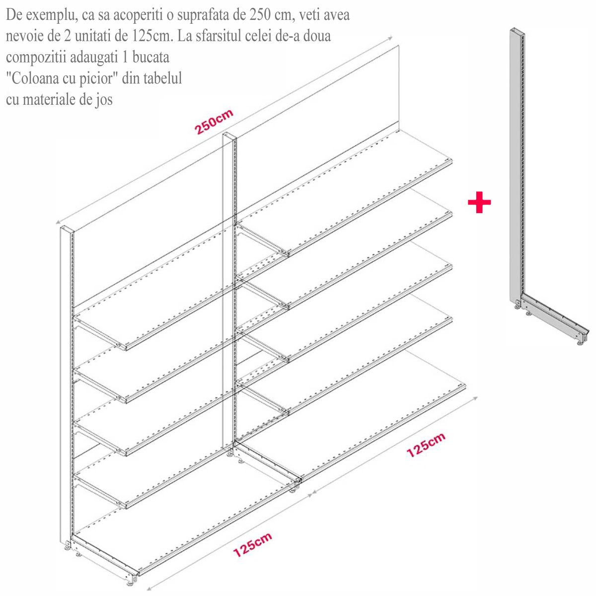 MODUL DE PERETE H211,5 L125 (1 RAFT L50+4 RAFT L40) 7016 - imagine 4