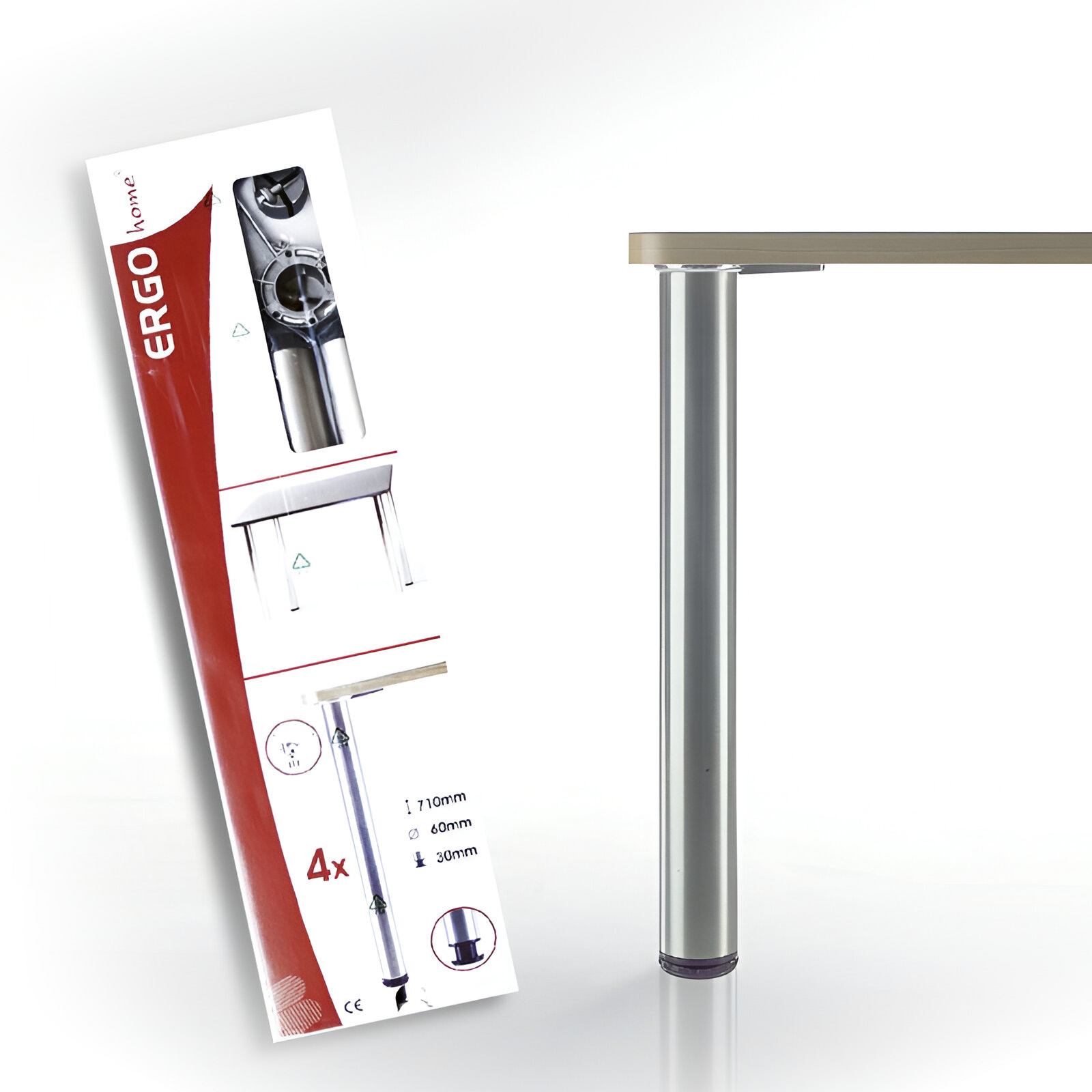 140313.0007 SET 4 BUCATI PICIOR MASA DIAMETRU 60 MM H710 REGLABIL CROMAT - imagine 1