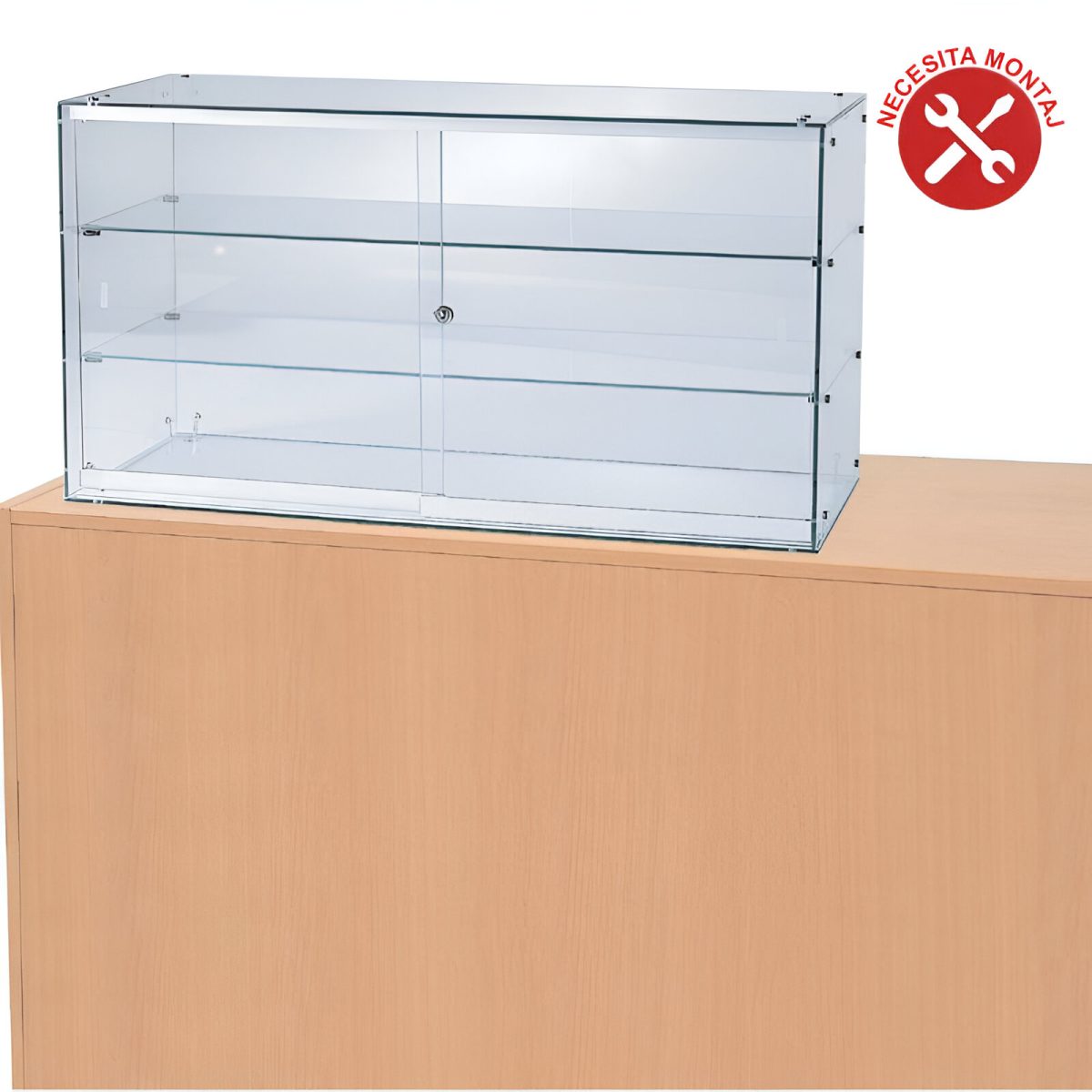 VITRINA PT. TEJGHEA CU INCUIETOARE 100X40X60 CM STICLA 6 MM, DOUA RAFTURI FIXE - imagine 2