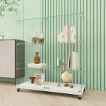 VITRINA CU 2 RAFTURI, INCUIETOARE SI ROTI 80X40X90 CM STICLA SECURIZATA 5 MM - imagine 2