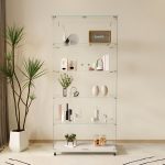 VITRINA CU 4 RAFTURI SI INCUIETOARE 80X40X180 CM STICLA SECURIZATA 5 MM - imagine 3