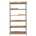 STAND METALIC CU 6 ETAJERE DIN LEMN 89X40X178 CM