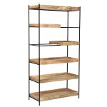 STAND METALIC CU 6 ETAJERE DIN LEMN 89X40X178 CM - imagine 2